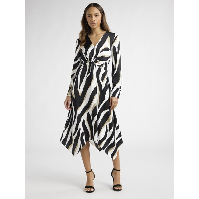 Sofia Jeans Women's Twist Front Dress, Mid Calf Length, Sizes XS-XXXL - Walmart.com | Walmart (US)