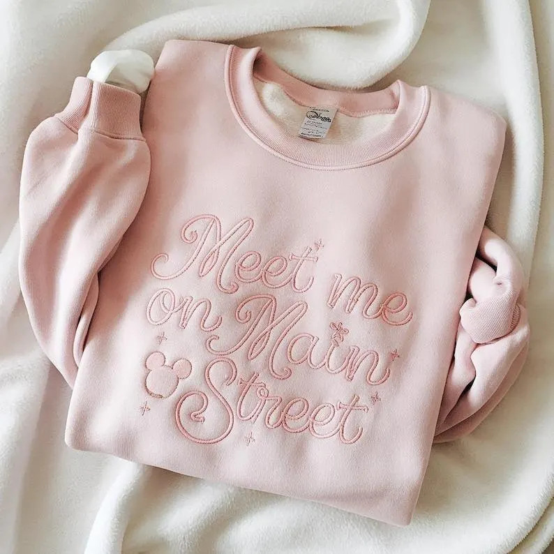 Embroidered Main Street USA sweatshirt, Embroidered Meet Me On Main Street sweatshirt, Magic King... | Etsy (US)