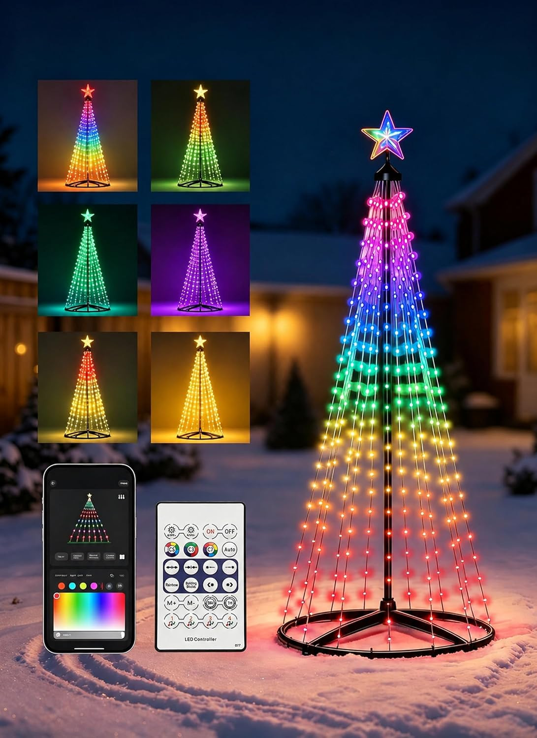 oneup 6FT Christmas Cone Tree Light,Smart RGB Light with App & Remote | Amazon (US)