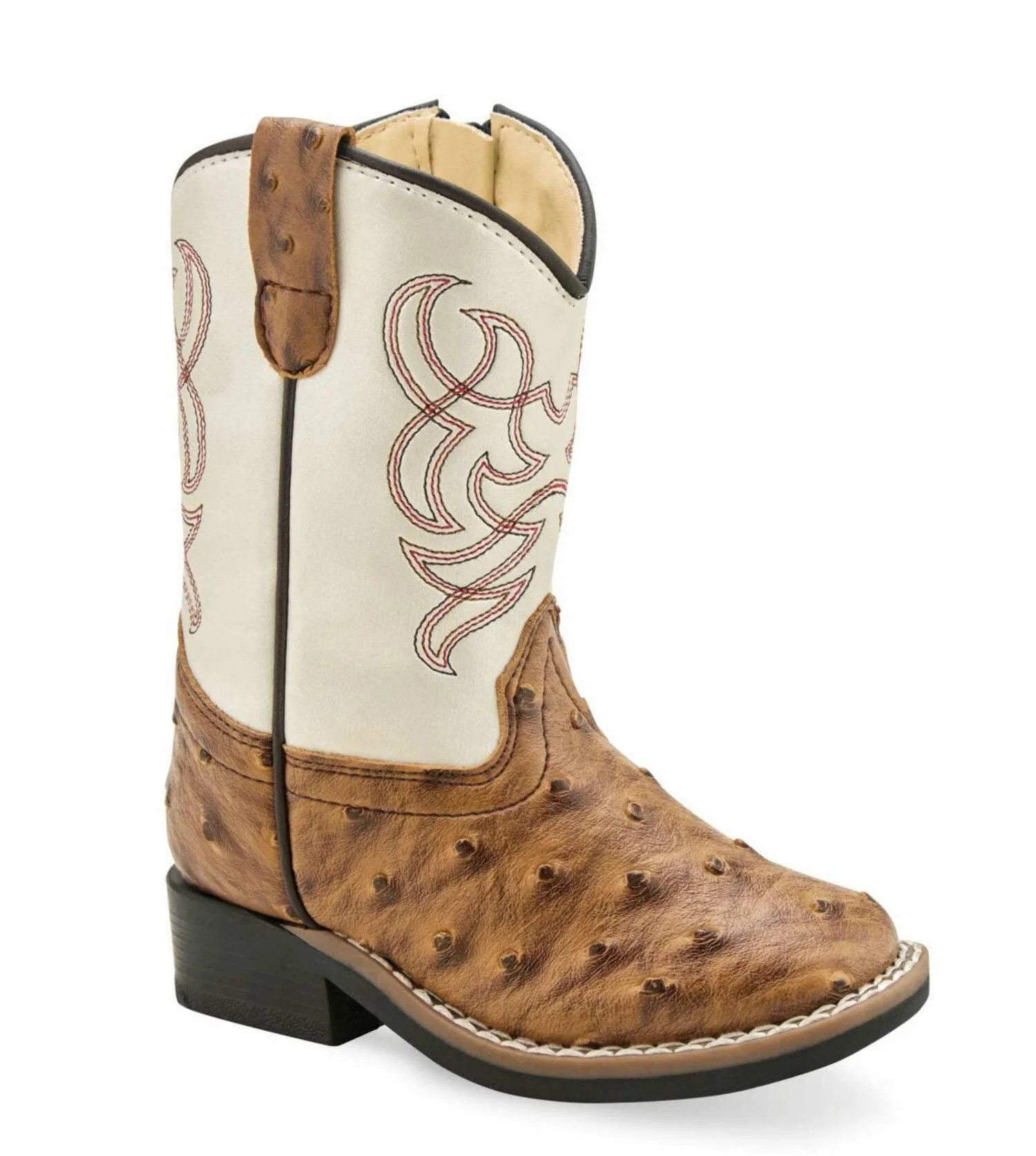 Old West Infant Boys Broad Square Toe Brown/White Faux Leather Cowboy Boots 6.5 D | Walmart (US)