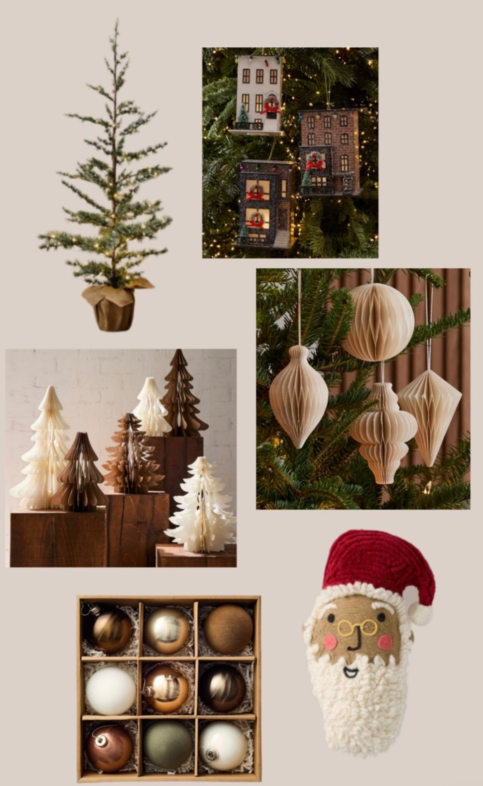 Christmas Decor

Santa Pillow
Paper ornament
Paper tabletop tree
House ornament
Flocked ornament
Neutral Christmas
West Elm Christmas 

#LTKHome #LTKSeasonal