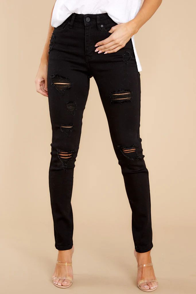 Confession Time Black Distressed Skinny Jeans | Red Dress 