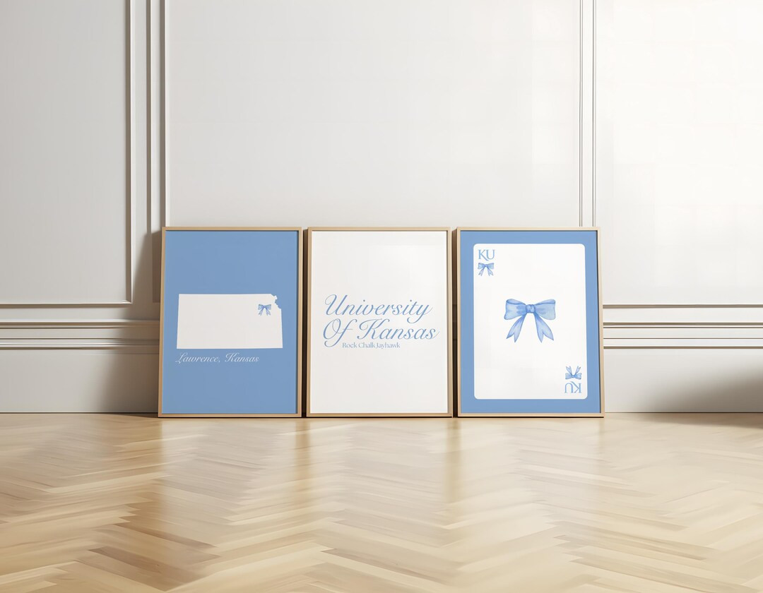 University of Kansas Blue Wall Art | Set of 3 College Wall Art | Etsy (US)