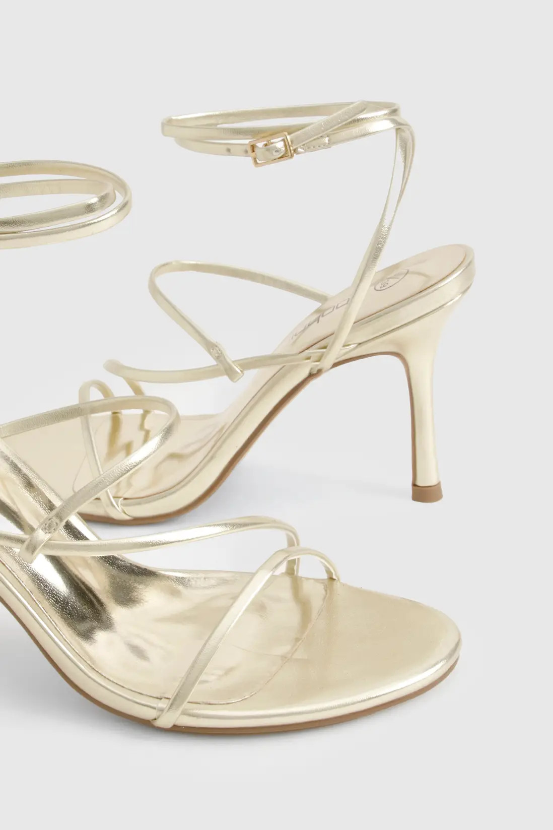 Gold Metallic Skinny Strap Stiletto Heels | Boohoo | Boohoo.com (UK & IE)