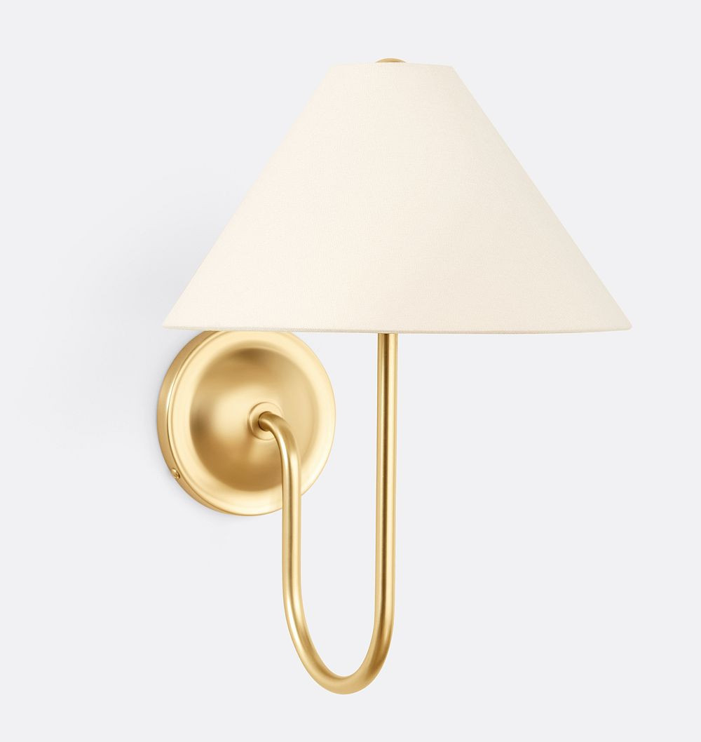Crissey Sconce, Aged Brass - White Linen Shade | Rejuvenation