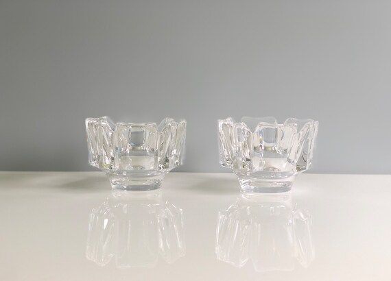 Orrefors Sweden Crystal Votive Candleholders, pair | Etsy (US)