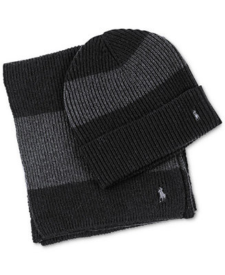 Polo Ralph Lauren Men's Rugby Stripe Scarf and Hat Gift Set, 2 Piece - Macy's | Macy's