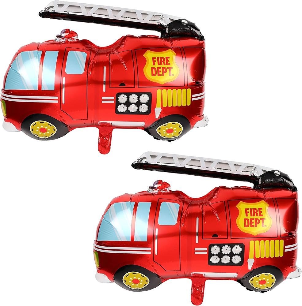2 Pcs Jumbo Fire Truck Foil Mylar Balloon Helium Large Birthday Party Decorations Supplies Red | Amazon (US)