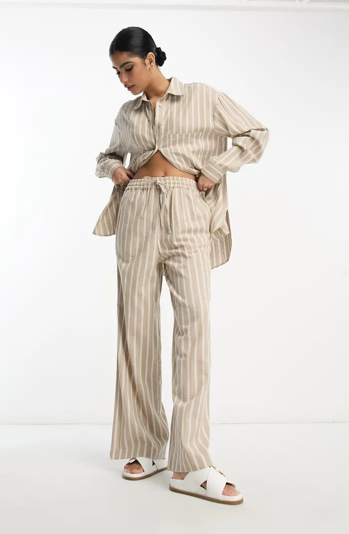 Stripe Cotton & Linen Drawstring Pants | Nordstrom