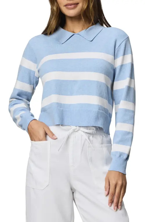 Splendid Phoebe Stripe Polo Sweater in Sea Breeze Blue/White at Nordstrom, Size Small | Nordstrom
