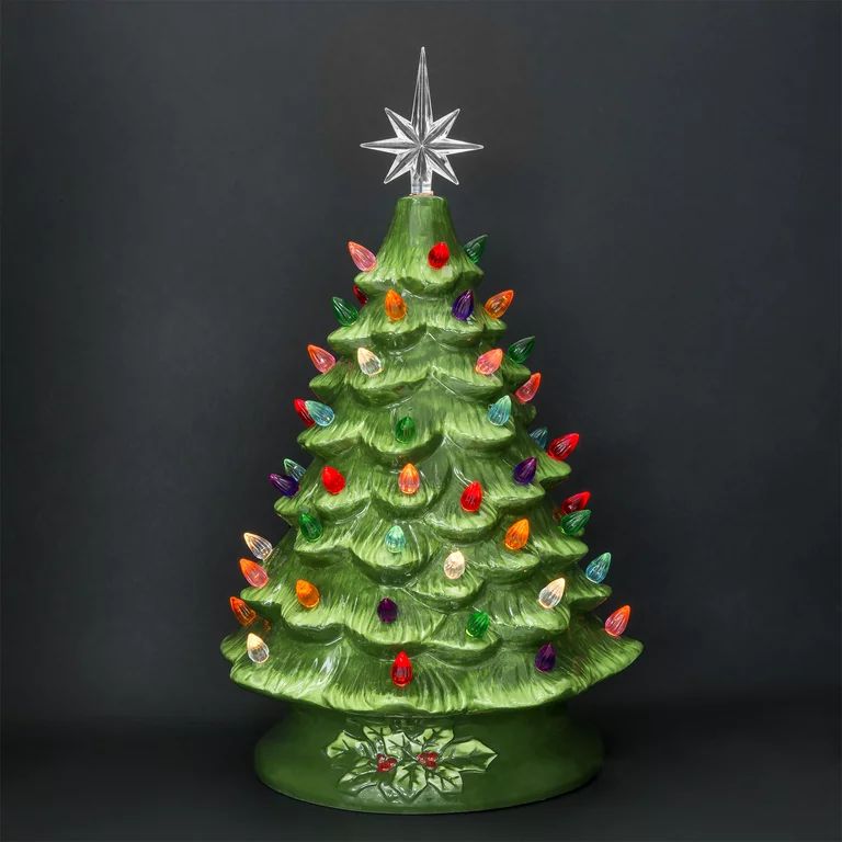 Best Choice Products 15in Pre-Lit Hand-Painted Ceramic Tabletop Christmas Tree w/ 64 Lights - Gre... | Walmart (US)