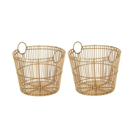 Better Homes & Gardens Large Light Natural Open Poly Rattan Storage Basket with Handles, 2 Pack | Walmart (US)