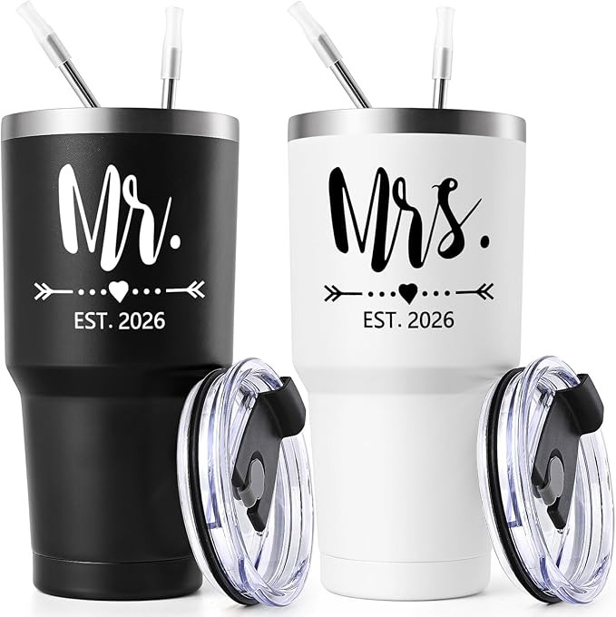 Lifecapido Mr and Mrs Gifts, Wedding Gifts for Couples 2026 Mr & Mrs 30oz Tumbler Set, His and He... | Amazon (US)