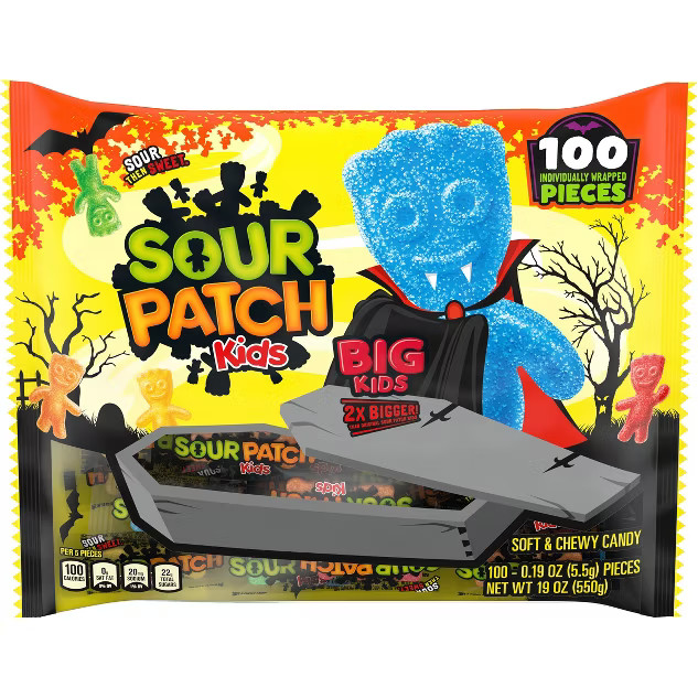 Sour Patch Kids Halloween Individual Wrapped Candy Laydown Bag - 19oz/100ct | Target