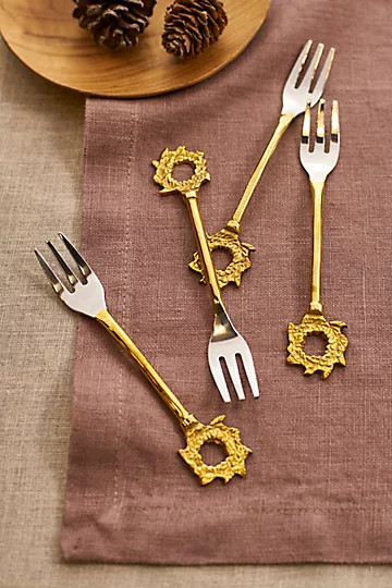 Wreath Appetizer Forks, Set of 4 | Anthropologie (US)