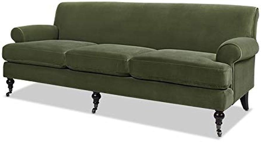Jennifer Taylor Home Alana Lawson Recessed Arm Sofa Metal Casters Olive Green | Amazon (US)