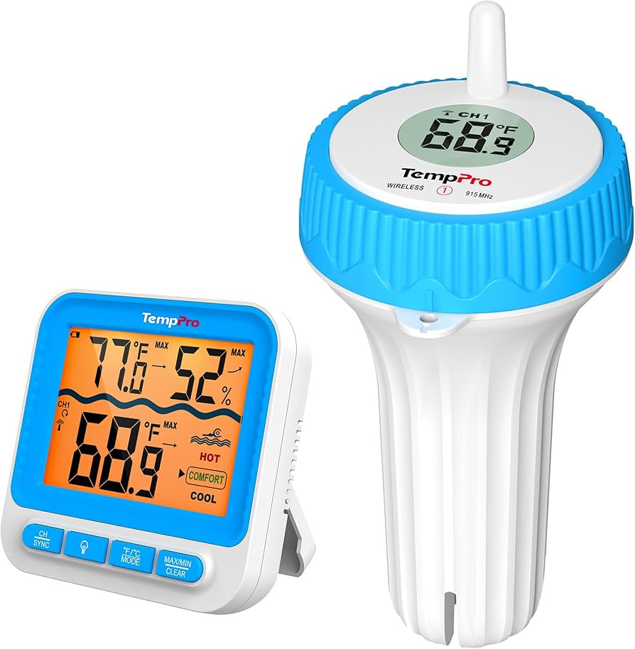 TempPro Waterproof Wireless Pool Thermometer Easy Read, Digital Pool Thermometer Floating for Swi... | Amazon (US)