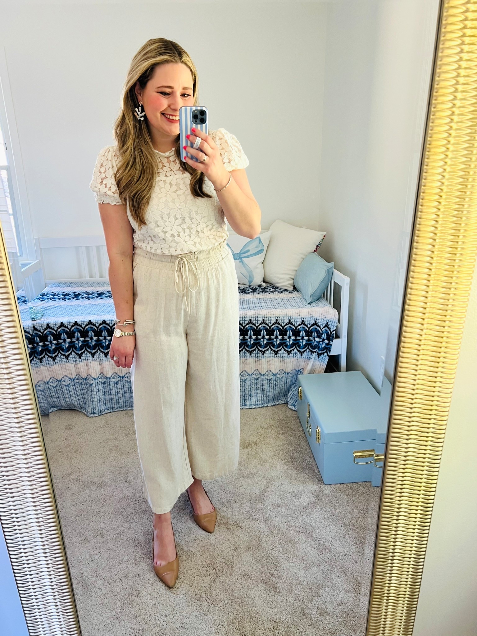 Neutral work outfit || linen pants || affordable linen pants || floral top 

#LTKWorkwear #LTKootd