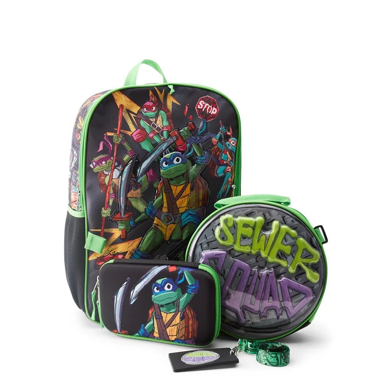 Teenage Mutant Ninja Turtles Boys 17" 4-Piece Backpack Set with Lunch Bag, Black | Walmart (US)