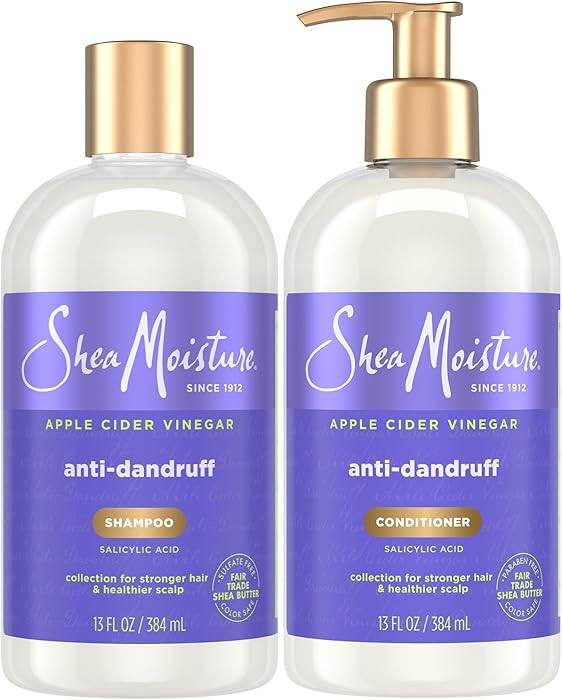 SheaMoisture Anti-Dandruff Shampoo & Conditioner – Apple Cider Vinegar, Shea Butter, 3% Salicyl... | Amazon (US)
