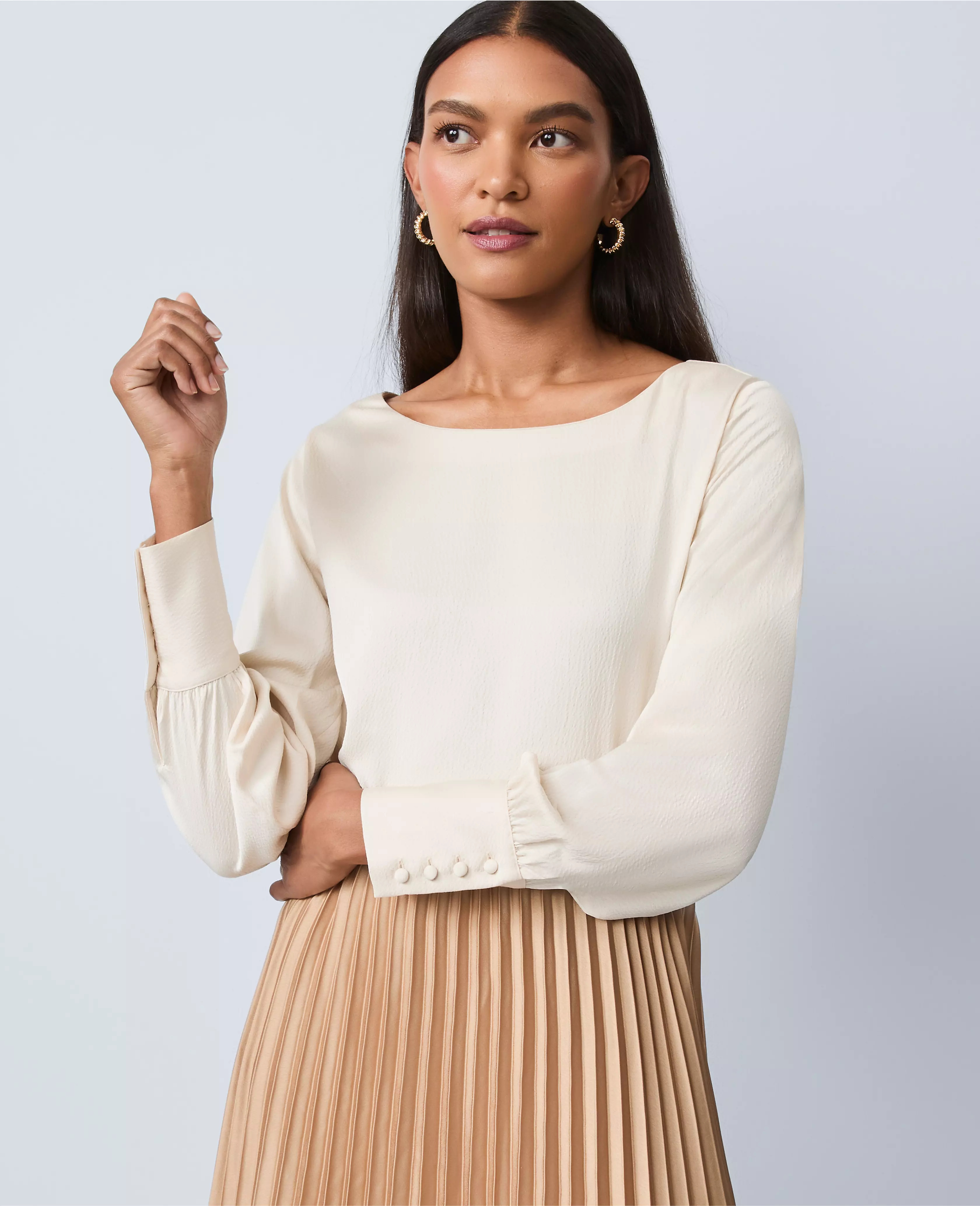 Satin Boat Neck Popover | Ann Taylor