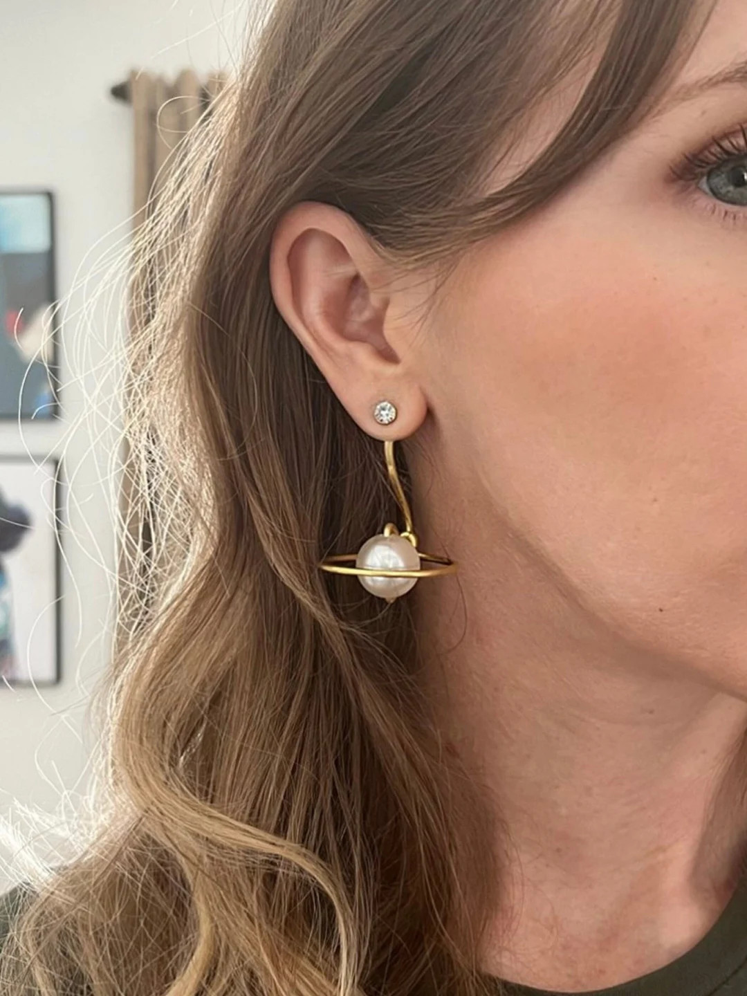 Pearl Saturn Earring Jackets Liz Fox Roseberry Handmade - Etsy | Etsy (US)