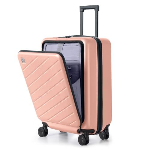 AnyZip Carry On Luggage 20'' Suitcase with Pocket Compartment ABS+PC Spinner Wheels TSA Lock Pink | Amazon (US)