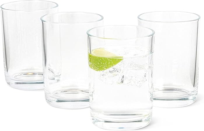Amazon Basics Drinking Glasses, Dishwasher-Safe, 4-Piece Set, 11 oz. | Amazon (US)