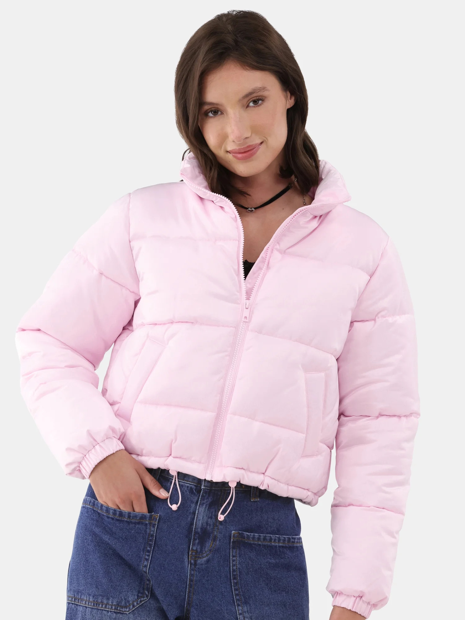 No Boundaries Puffer Jacket, Women's and Women's Plus - Walmart.com | Walmart (US)