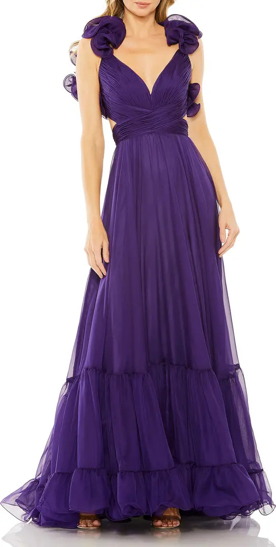 Mac Duggal Ruffle Tiered Cut-Out Chiffon Gown | Nordstrom | Nordstrom