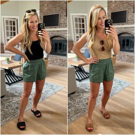 Same shorts, two diff looks! 

Summer shorts tank top target style slides sunglasses affordable pull on shorts pockets 

#LTKstyletip #LTKSeasonal #LTKsalealert