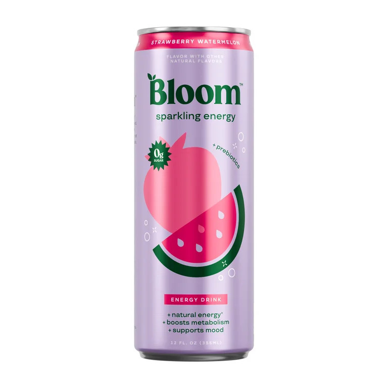 Bloom Nutrition Sparkling Energy Drink, Strawberry Watermelon, 12 fl oz Single Can - Walmart.com | Walmart (US)