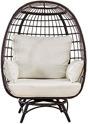 Sunjoy A207000700 Laura Swivel Egg Cuddle Chair, Brown | Amazon (US)