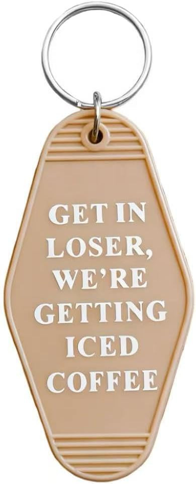 Iced Coffee Motel Keychain Khaki Iced Coffee Lover Key Chain for Women Men | Amazon (US)