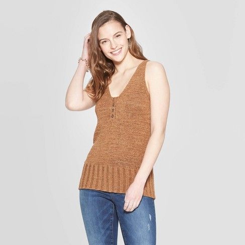 Women's Sleeveless V-Neck Henley Sweater Tank Top - Universal Thread™ | Target