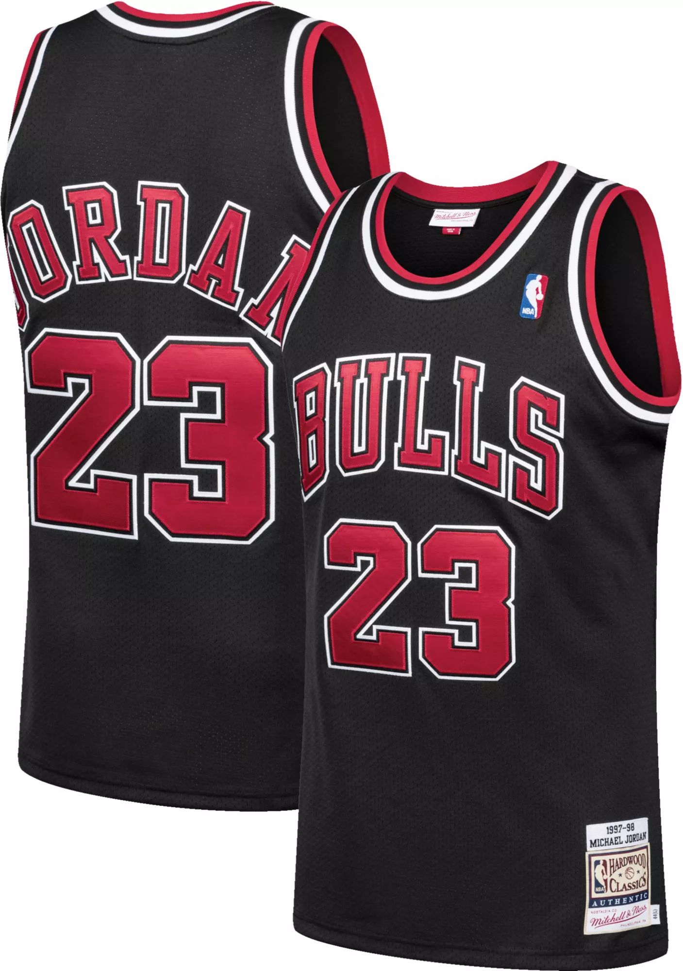 Mitchell & Ness Men's Chicago Bulls Michael Jordan #23 Authentic 1997-98 Black Jersey, Small | Dick's Sporting Goods