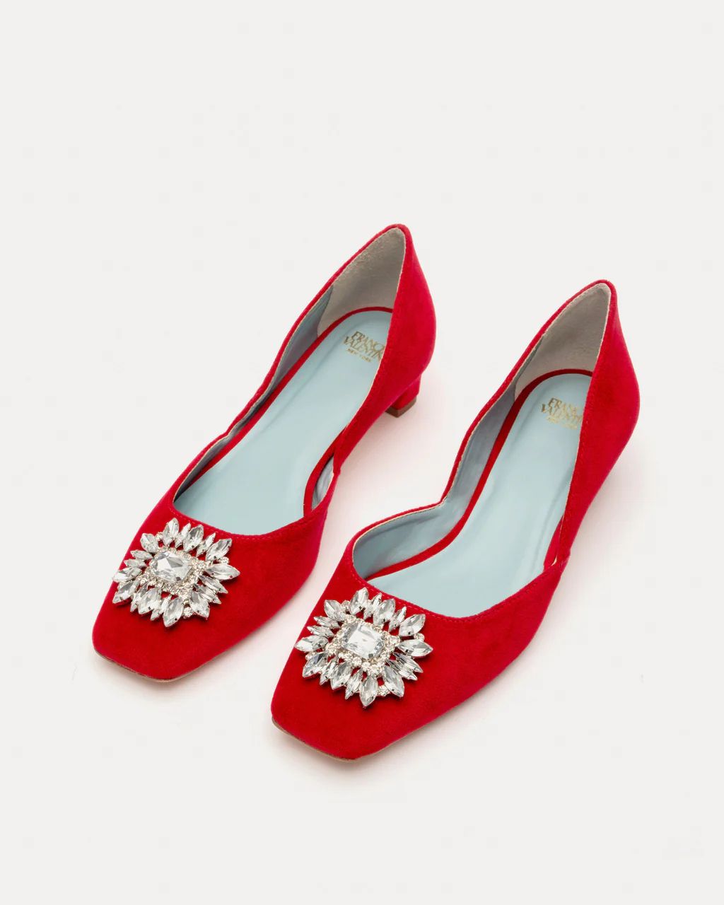 McCall Mini Block Heel Velvet Red | Frances Valentine