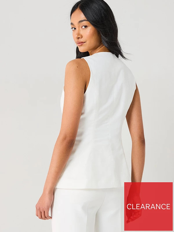 Tommy Hilfiger Linen Sleeveless Waistcoat - White | Very (UK)