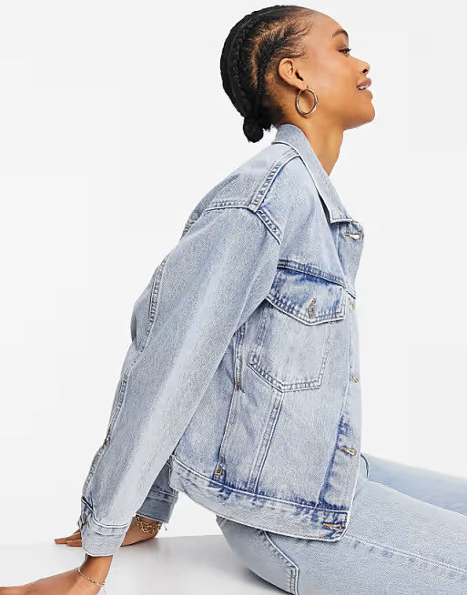 Mango oversized denim jacket in blue | ASOS (Global)