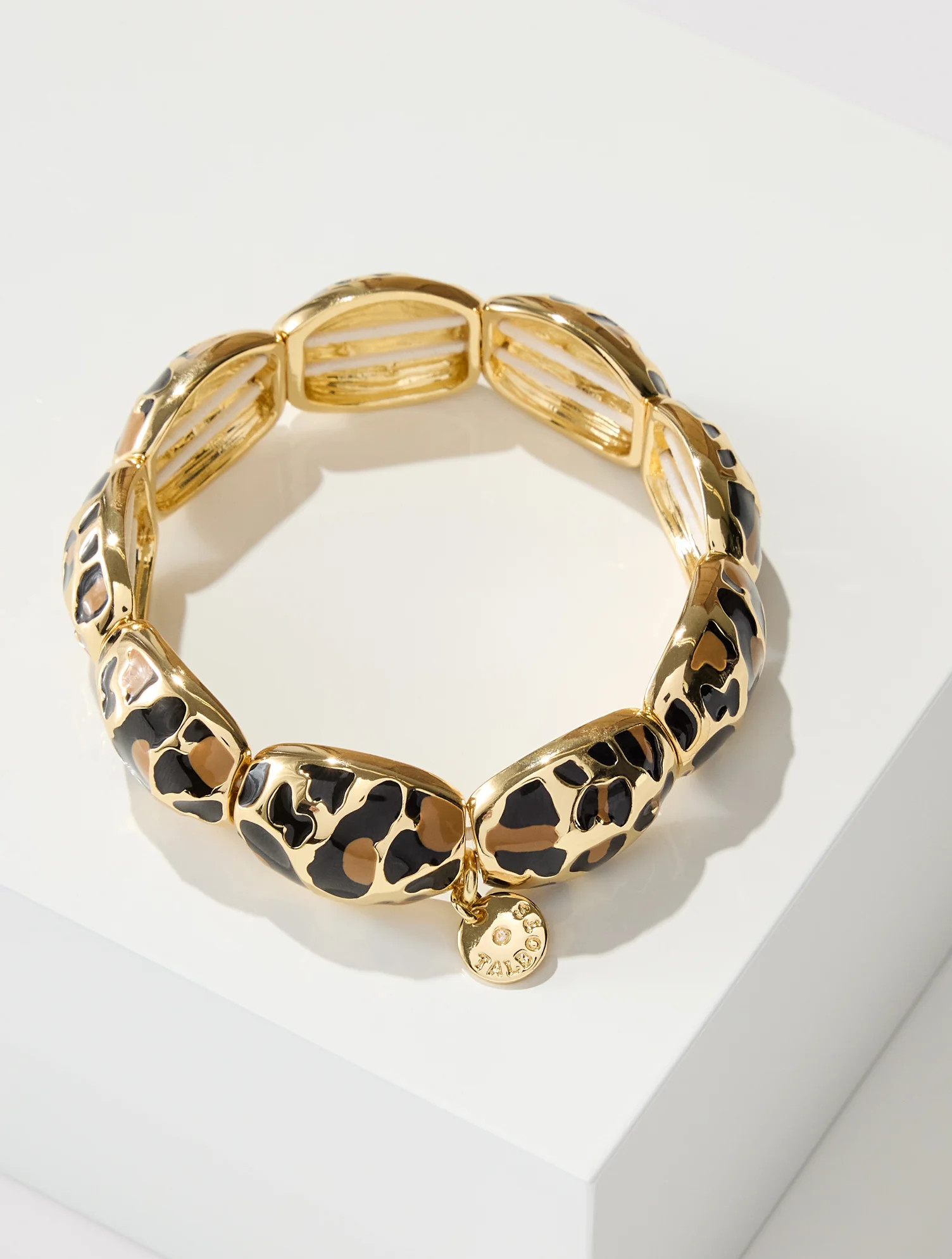Leopard Enamel Stretch Bracelet - Leopard/Gold - 001 Talbots | Talbots