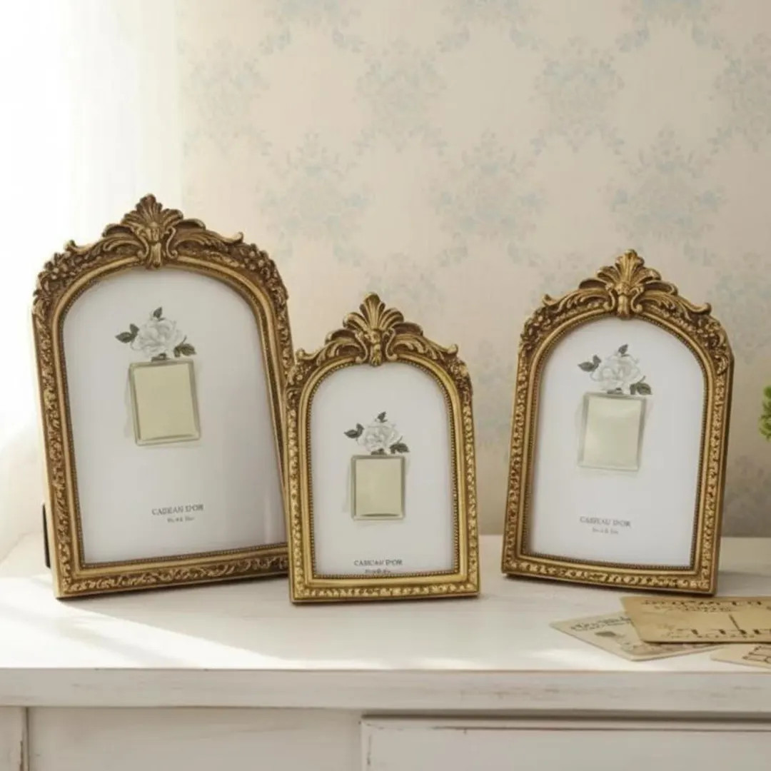 European Retro Gold Arched Picture Frame – Elegant Wall-Mounted or Desktop Photo Frame, Vintage... | Etsy (US)