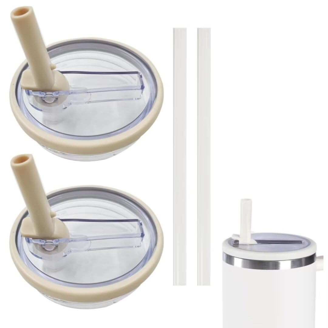 2 Pack 40 oz Tumbler Flip Straw Lid Replacement fit for Stanley Quencher, Spill Proof Splash Resi... | Amazon (US)
