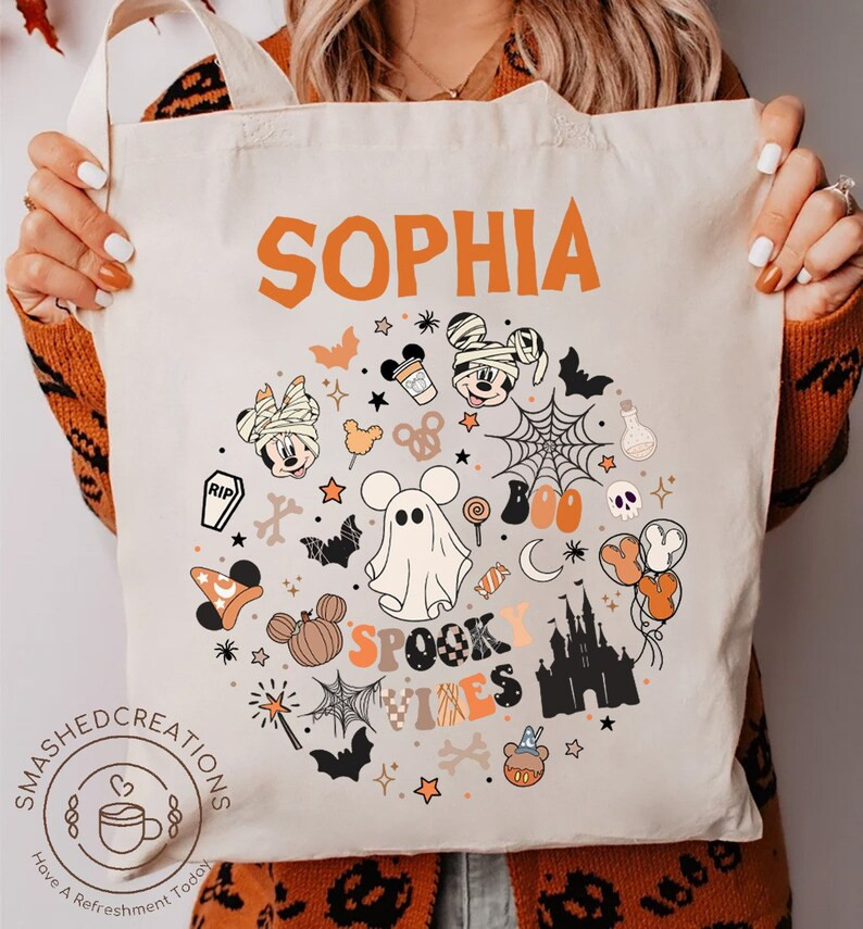 Personalized Disney Halloween Tote Bag Custom Name Mickey - Etsy | Etsy (US)