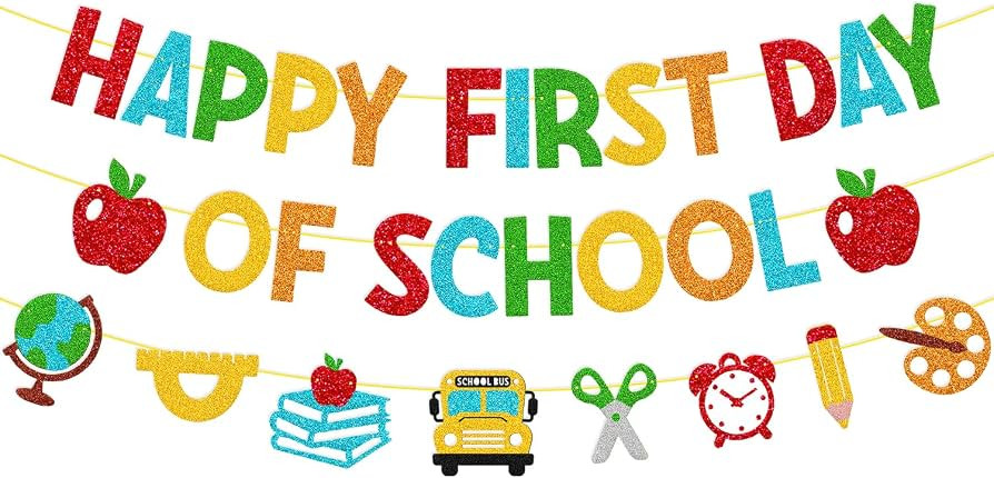 Pre-Strung Happy First Day of School Banner Back to School Party Decoration | Amazon (US)