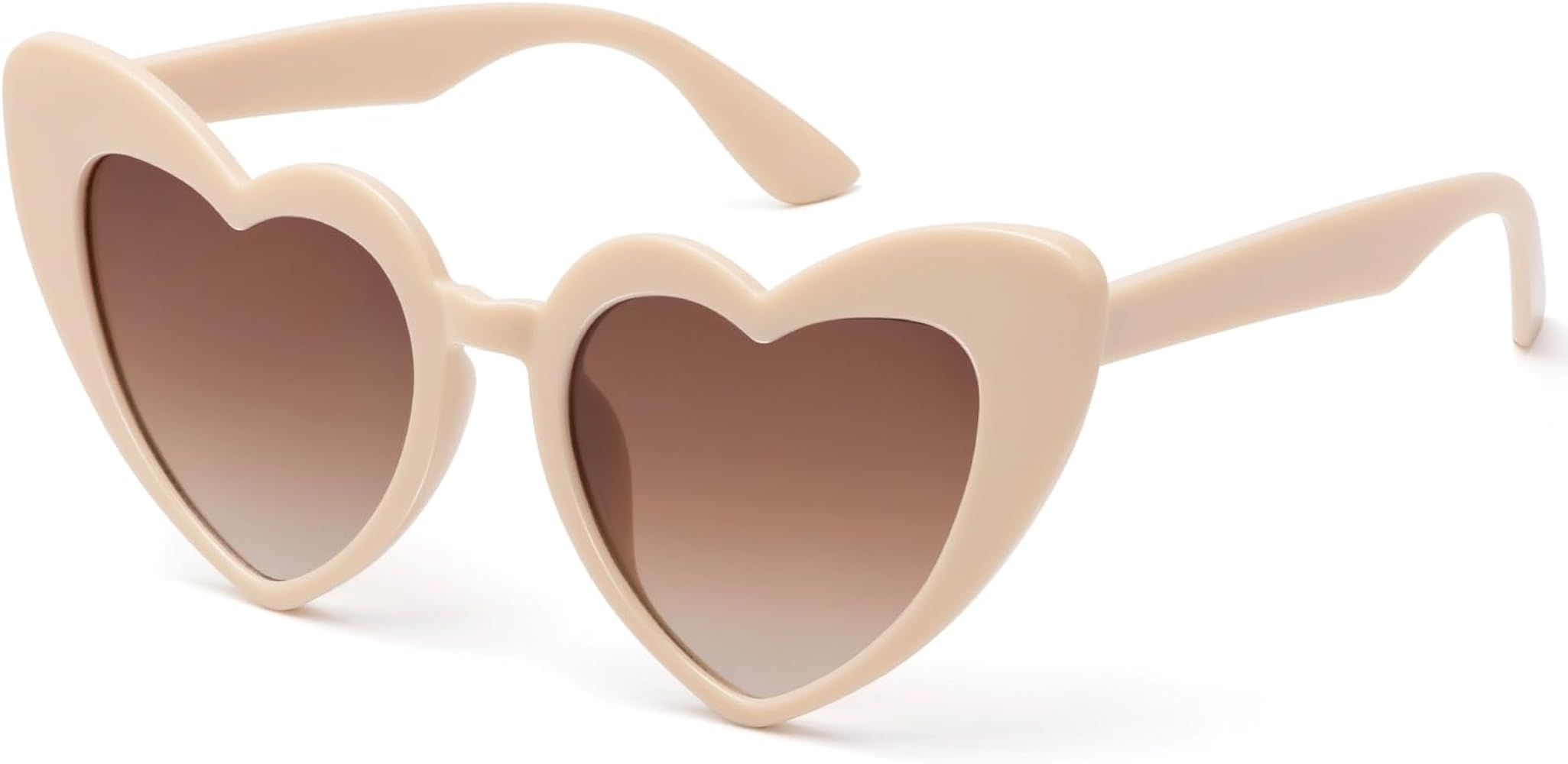 LIKSMU Heart Sunglasses for Women Trendy Cat Eye Love Shaped Sunglasses Vintage Lovely Retro Cute... | Amazon (US)