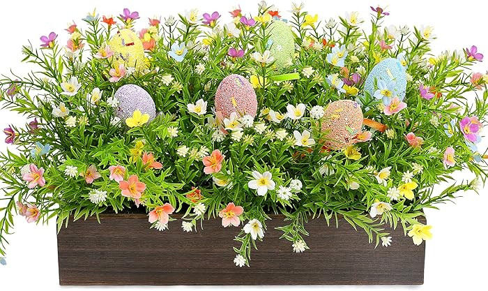 Easter Flower Table Centerpieces, Spring Pre-Made Artificial Flowers Centerpiece Decor with Egg f... | Amazon (US)