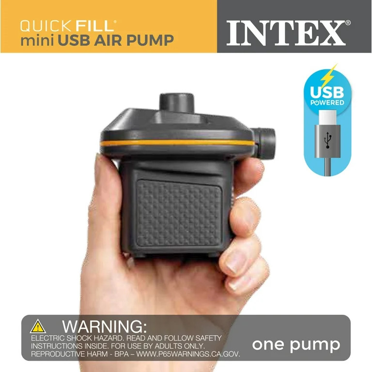 Intex Mini USB Powered Air Pump with 3 Nozzles for Inflatables, Air Mattress Beds, Toys, Waterspo... | Walmart (US)