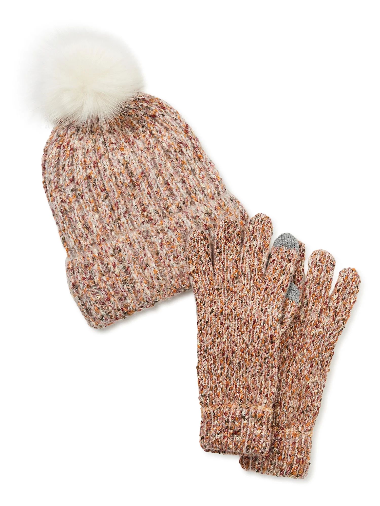 Time and Tru Women's Beanie Hat and Gloves, 2-Piece Set | Walmart (US)