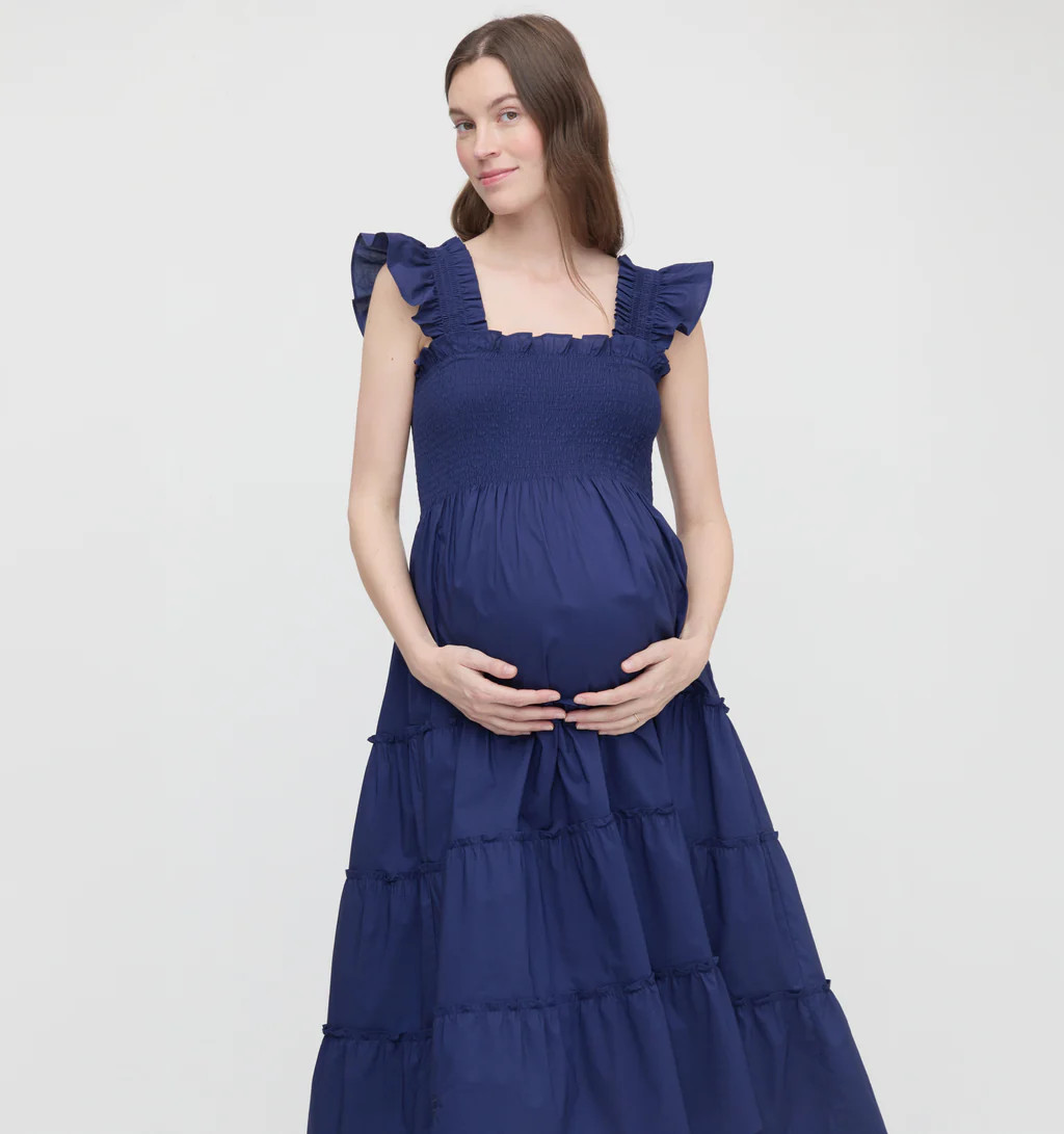 The Maternity Ellie Nap Dress - Navy Cotton | Hill House Home US