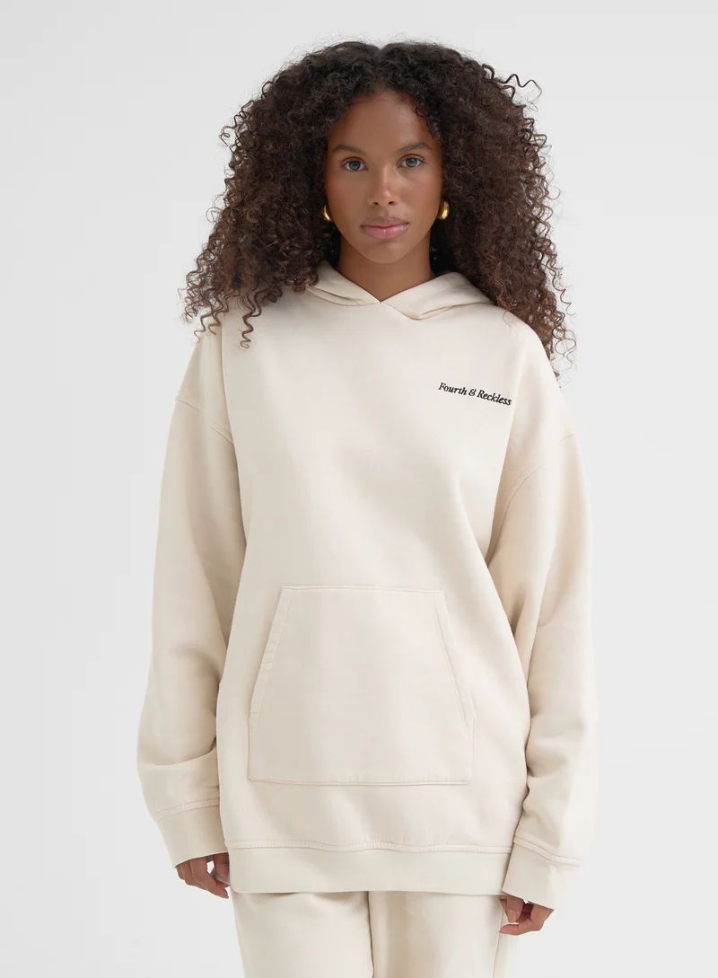 Cream Oversized Fourth Branded Hoodie - Seren | 4th & Reckless